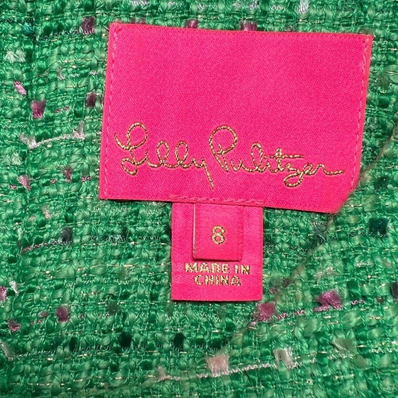 Lilly Pulitzer Ryner Boucle Kelly Green Tweed Midi Dress Size 8 - Picture 11 of 14